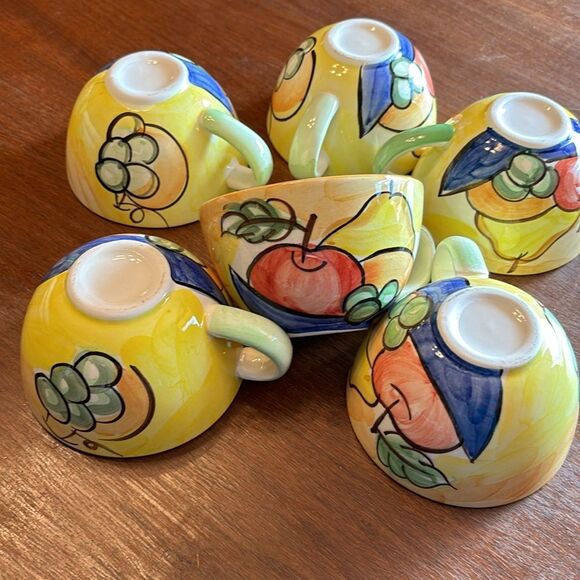 Vintage Bella Ceramica Stoneware "Alfresco" Fruit Pattern Cappuccino Cups (7) - Picture 4 of 5